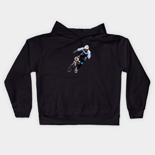 BMX Rider Kids Hoodie by rickylabellevie